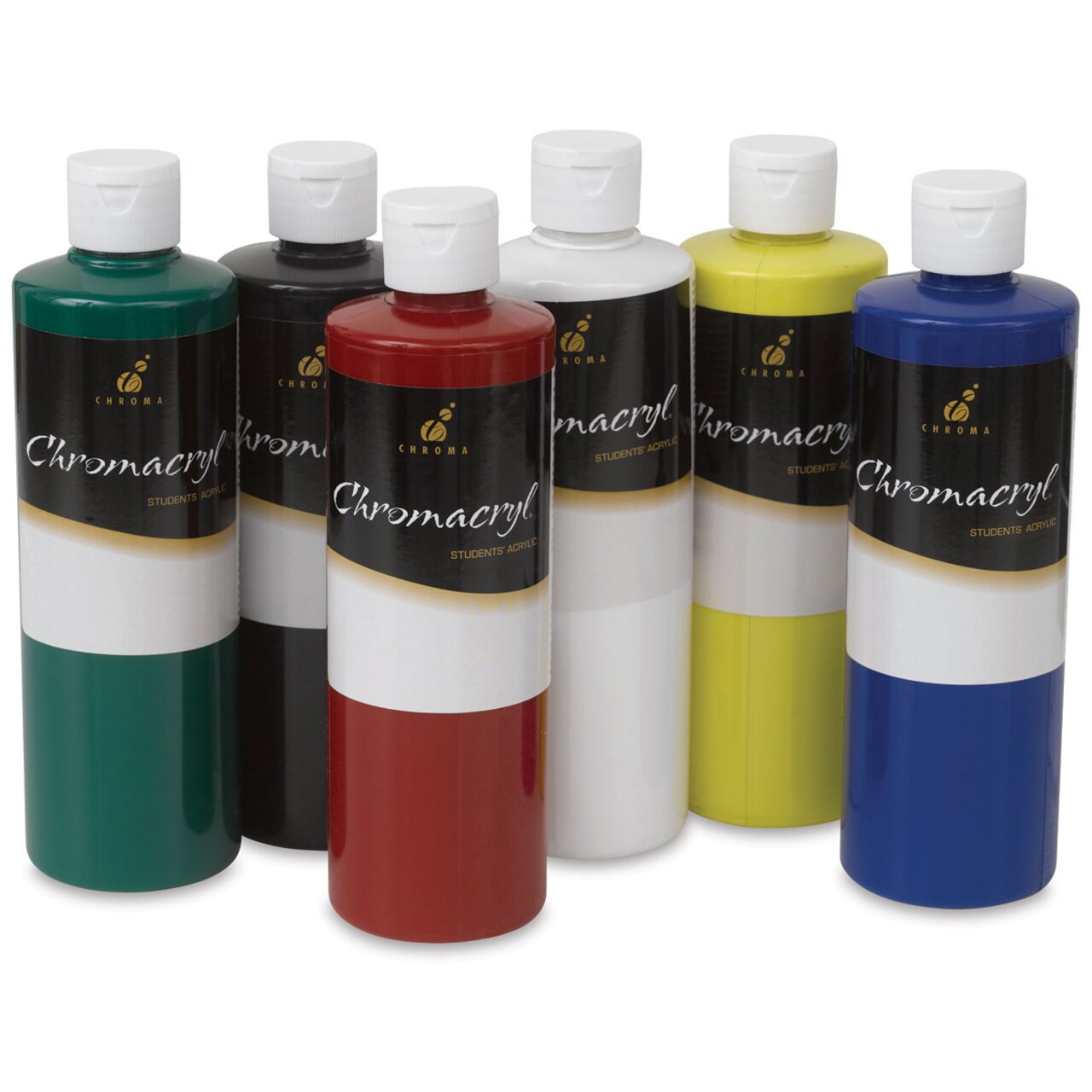 Chromacryl Students' Acrylics - Set of 6, Primary Colors, 16 oz bottles